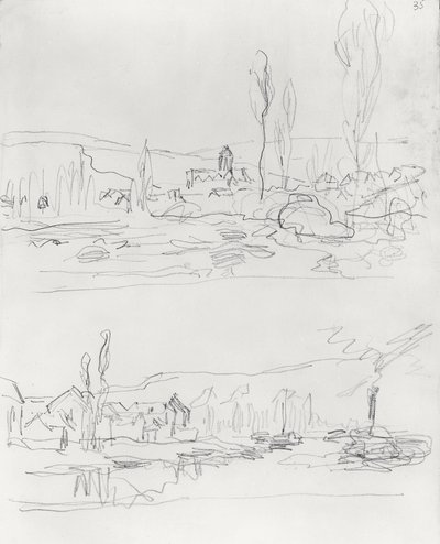 Two Sketches: Vetheuil from L